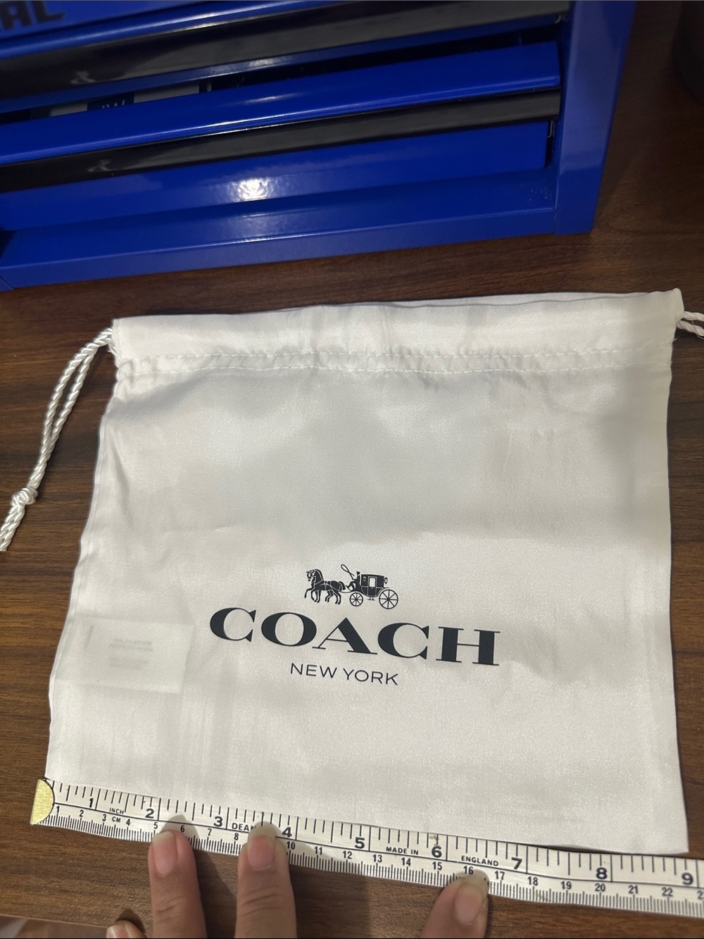 Coach White Drawstring Logo Dust Bag